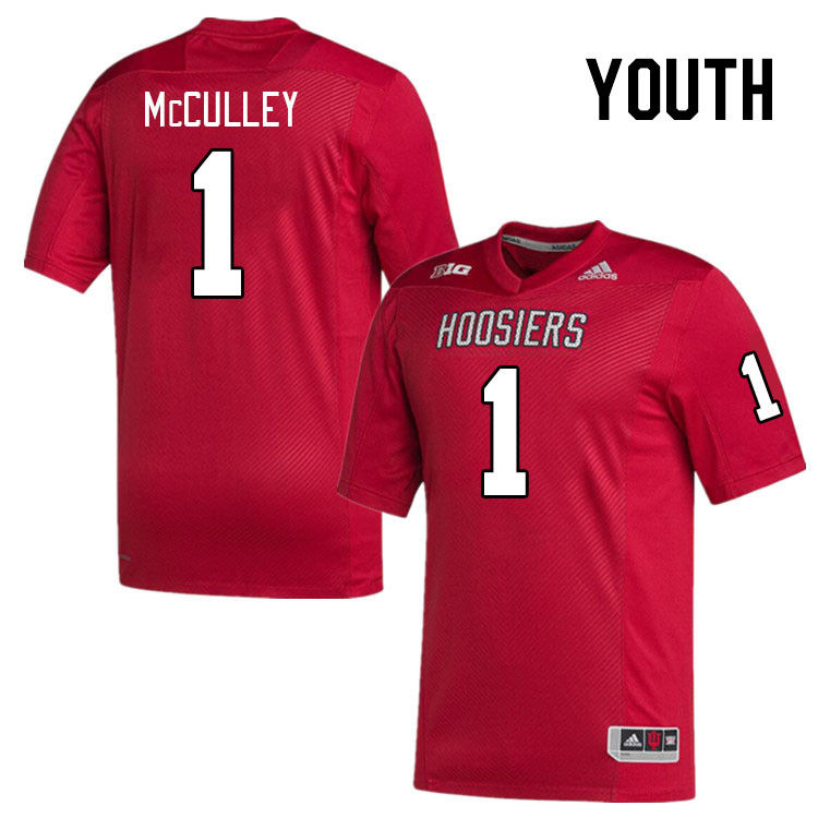 Youth #1 Donaven McCulley Indiana Hoosiers College Football Jerseys Stitched-Red